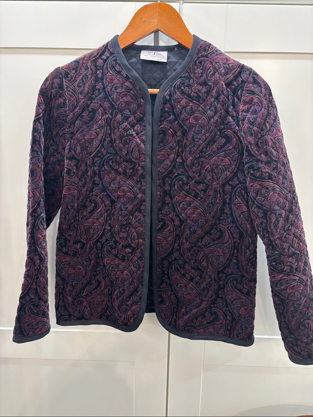 100% Cotton Vintage Quilted Paisley Jacket - Purple/Black